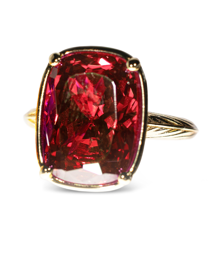 Sterling Silver Elongated Cushion Garnet CZ Cocktail Ring