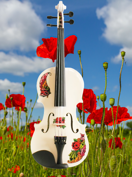Butterfly Rose Tattoo White 1/4 Violin Outfit SUPER SAVINGS