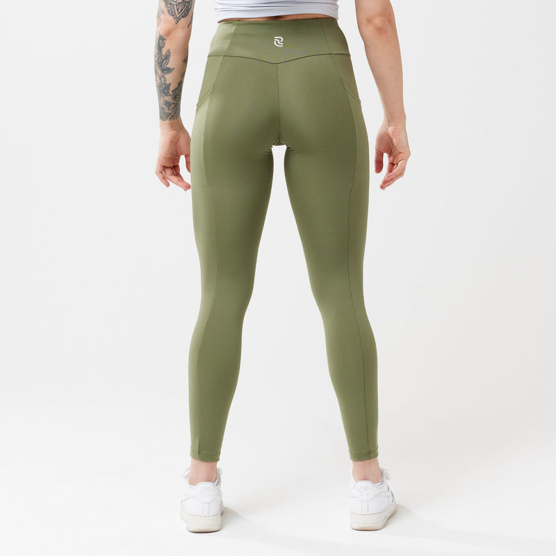 High-Rise with Pocket Leggings - Sagewood