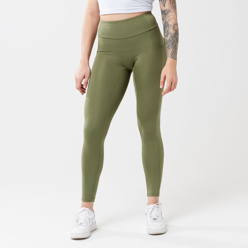 High-Rise with Pocket Leggings - Sagewood