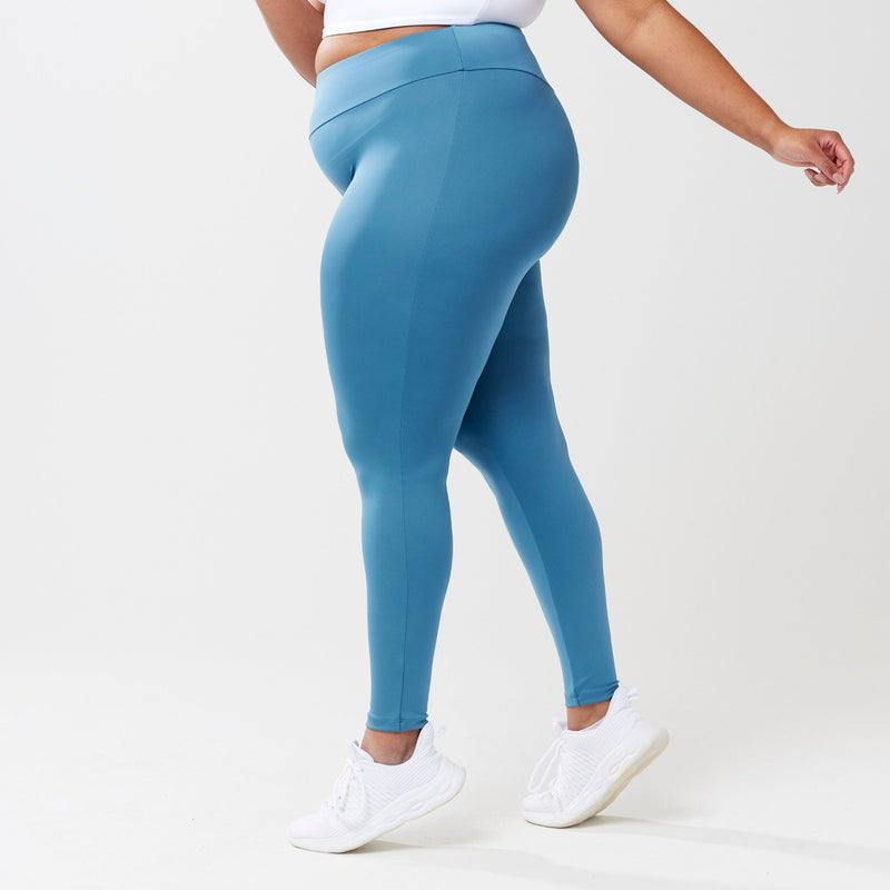 Women's Sustainable Athletic Leggings, Made in USA - Sky