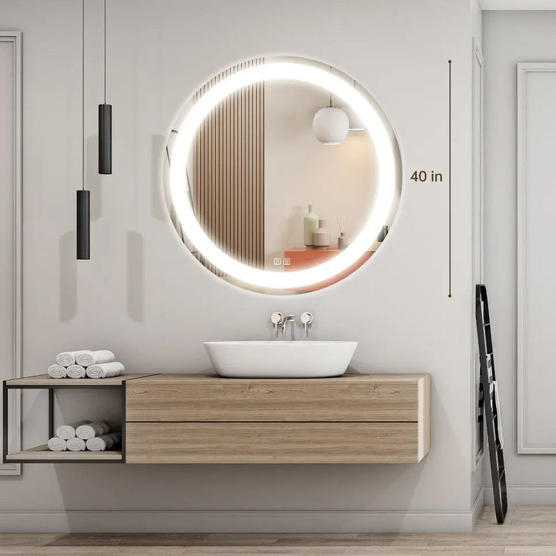 Round Led Mirror Bathroom Vanity Mirror With Dimmable Lights