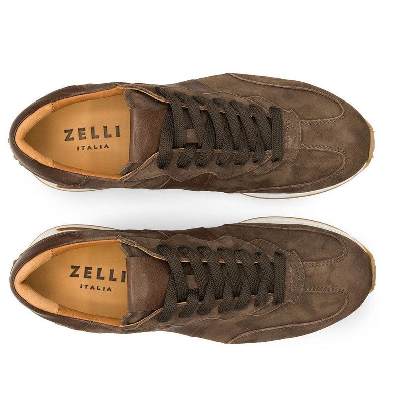 66-265-NIC ROXI Suede & Calfskin Sneaker, Nicotine