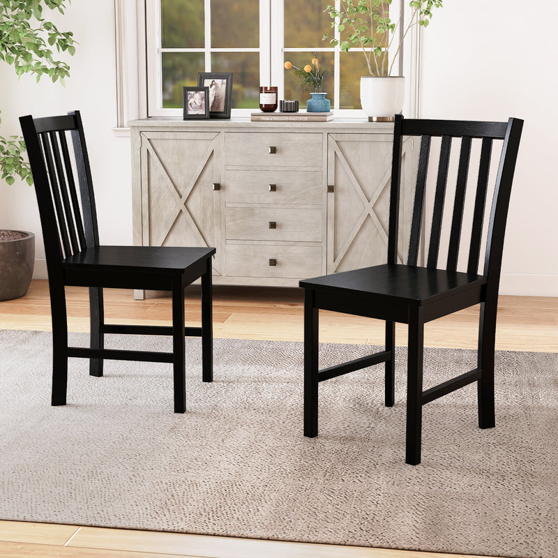 Rustic Dining Chairs Set of 2 Wooden Kitchen Chairs with Slat Tilt Backrest