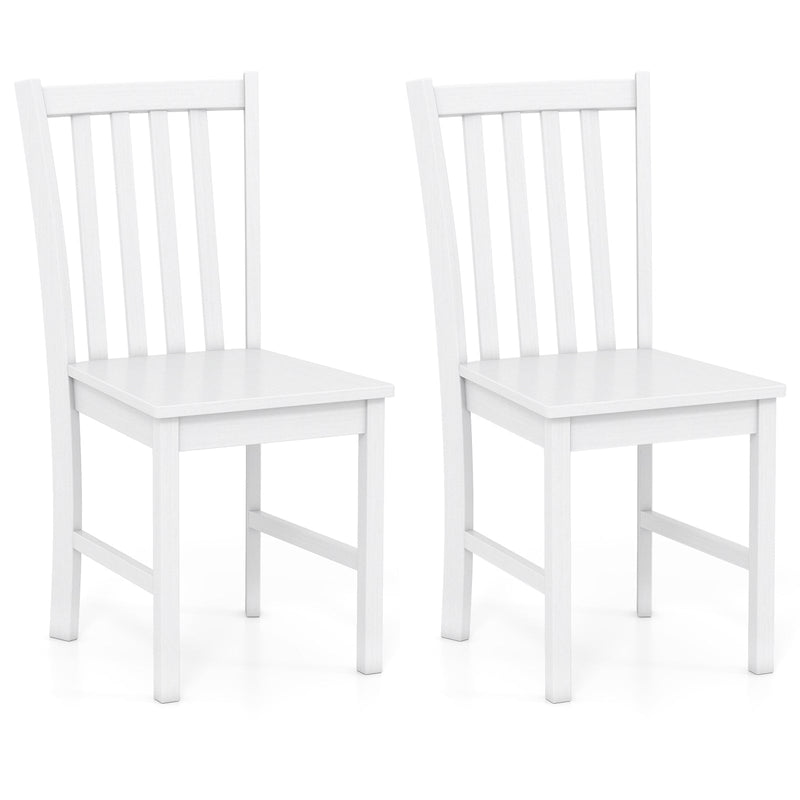Rustic Dining Chairs Set of 2 Wooden Kitchen Chairs with Slat Tilt Backrest