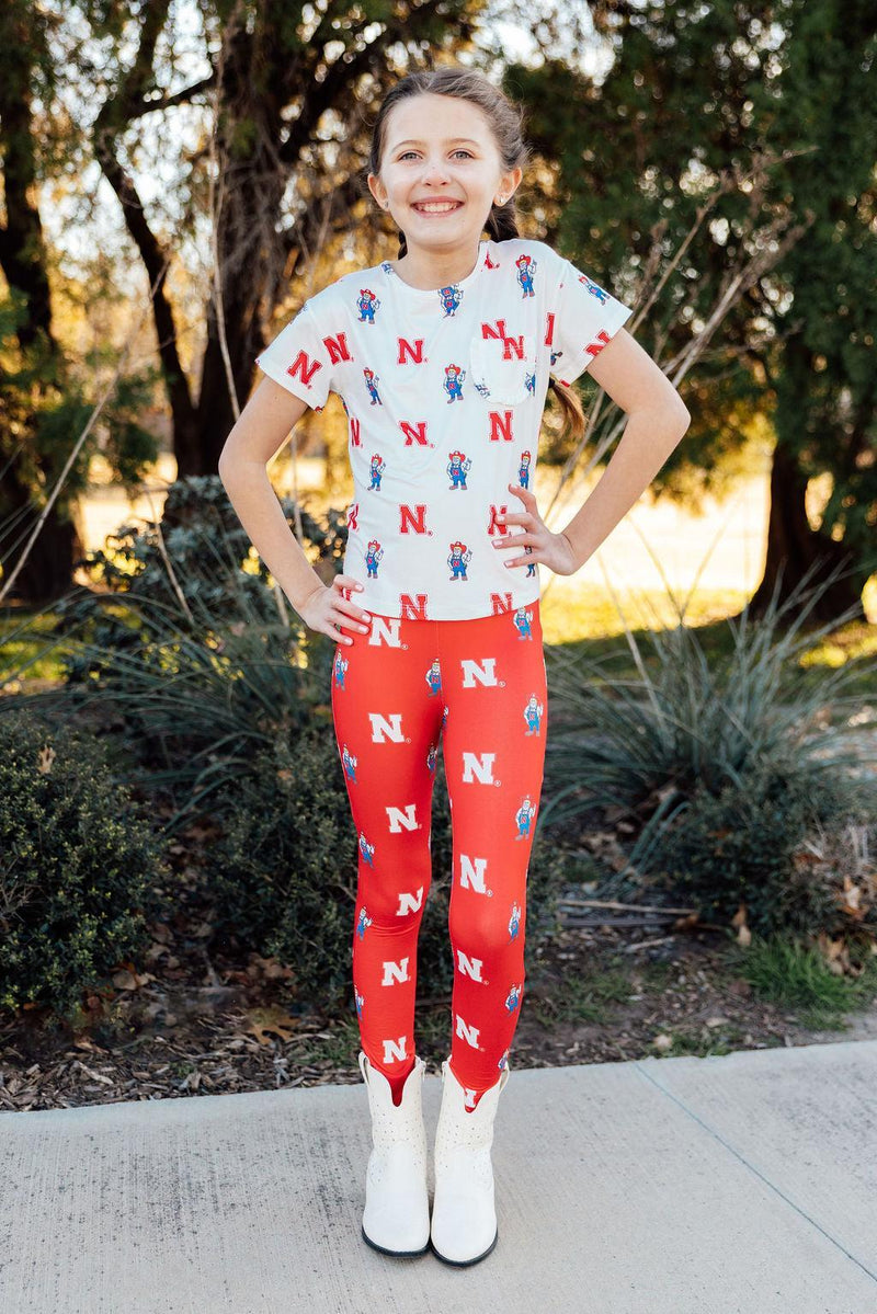 Nebraska White Herbie Husker Ruffle Pocket Tee