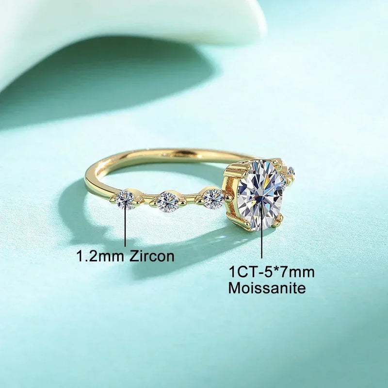 IGOTOS 1CT Oval Cut Moissanite Engagement Ring with Certificate Pass Diamond Test 925 Sterling Silver Wedding Bands Fine Jewelry