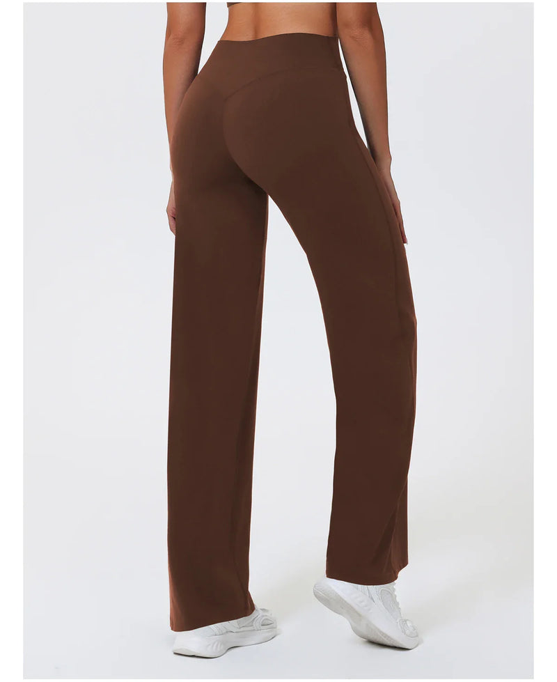 Hearuisavy Summer Straight-Leg Sports Pants Women Gym Clothing Fitness Tights Naked Feeling Compression Wide Leg Yoga Leggings