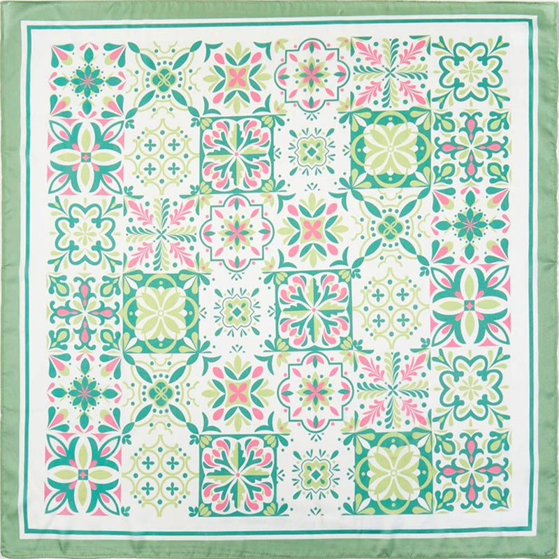 Garden Tile Mosaic Print Square Bandana Scarf
