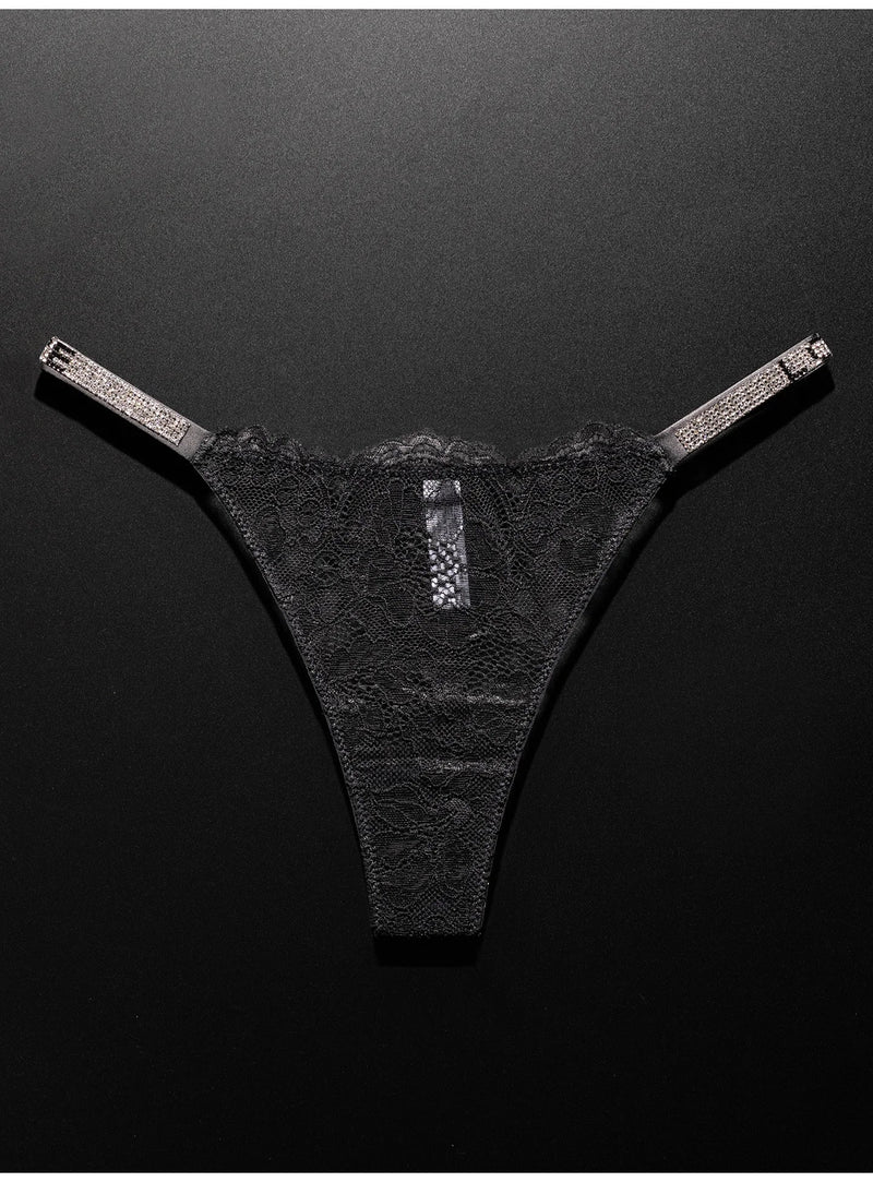Lace Sexy Girls Women Panties Seamless Underwear Rhinestone G String Letter Transparent Thong For Female Low Rise Ladies Briefs