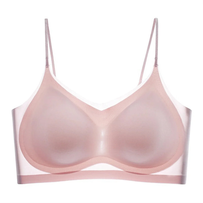 Ultra-Thin Breathable Ice Silk Top Bra Women's Seamless Back Halter Vest Wrap Bra Small Chest Together
