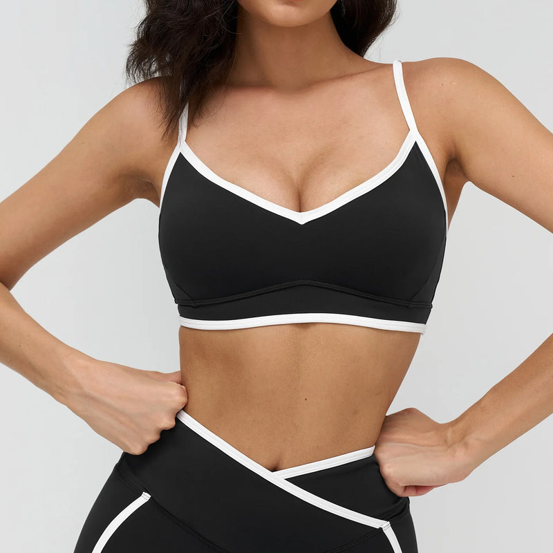 Women Bra Shockproof Gym Top Women Underwear Thin Strap Halter Sports Bras Scrunch Push-up Workout Yoga Tank Tops Women's Clothe