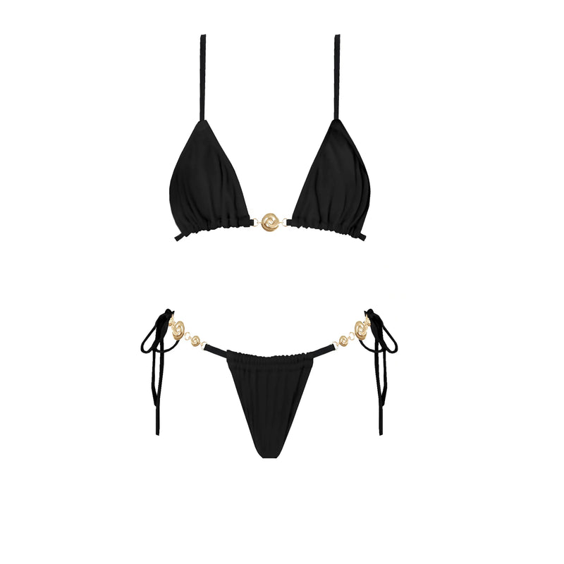 Black 3Pc Button Bikini Sexy Swimsuit Women 2026 New Swimwear Lace Skirt Swim Suit Push Up Bathingsuit Bandeau Biquini Beachwear