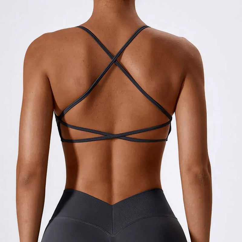 Women Cross Strap Sports Bra Women Push Up Sport Bra Yoga Gym Crop Top Brassiere Fitness Top Seamless Sport Bra Breathable Bras