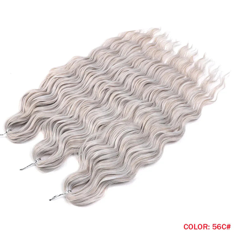 24" Orange Twist Crochet Hair | Synthetic Deep Wave Braiding Hair Extensions | Water Wave Hair | Heat Resistant Fiber | 60 Strands/Pack