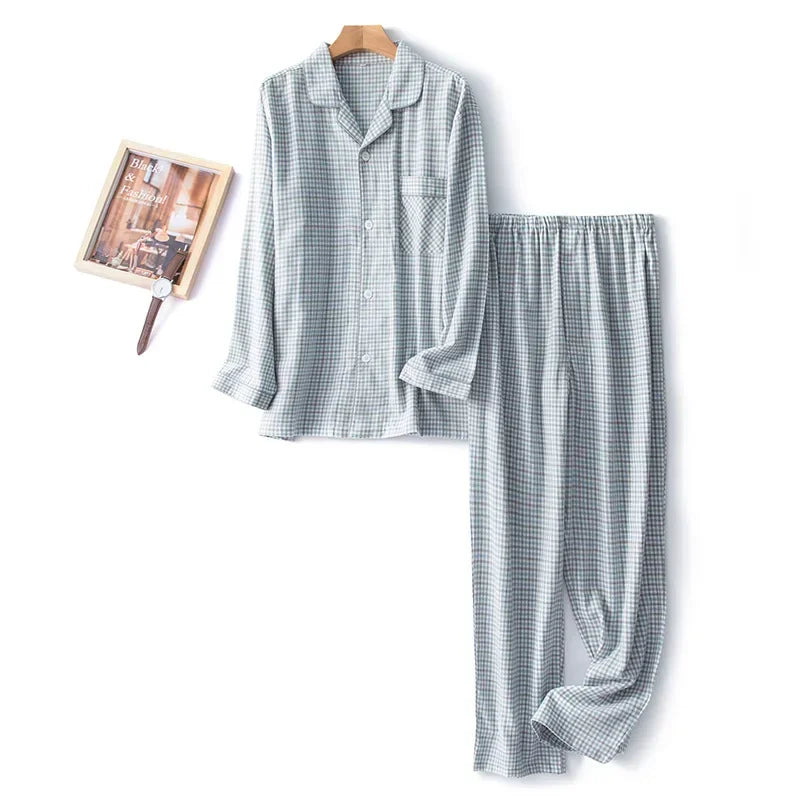 Autumn and Winter Multi Colors Cotton Brushed Solid and Plaid Design Warm Thick Trousers Pajamas Set Couples Home Clothes