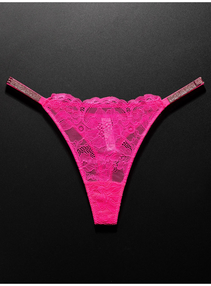 Lace Sexy Girls Women Panties Seamless Underwear Rhinestone G String Letter Transparent Thong For Female Low Rise Ladies Briefs