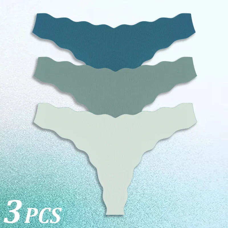 3PCS Women Seamless Panties Wavy Design Ultra-thin Panties Women Ice Silk Underwear Sexy Panty Low Waist G-string Female Solid