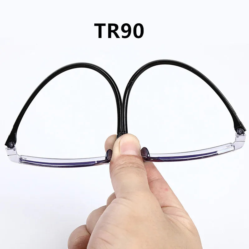 2 Pair Unisex Rimless Reading Glasses Anti Blue Light Bifocal Far Near Magnification Eyewear Presbyopic Glasses +150 +200