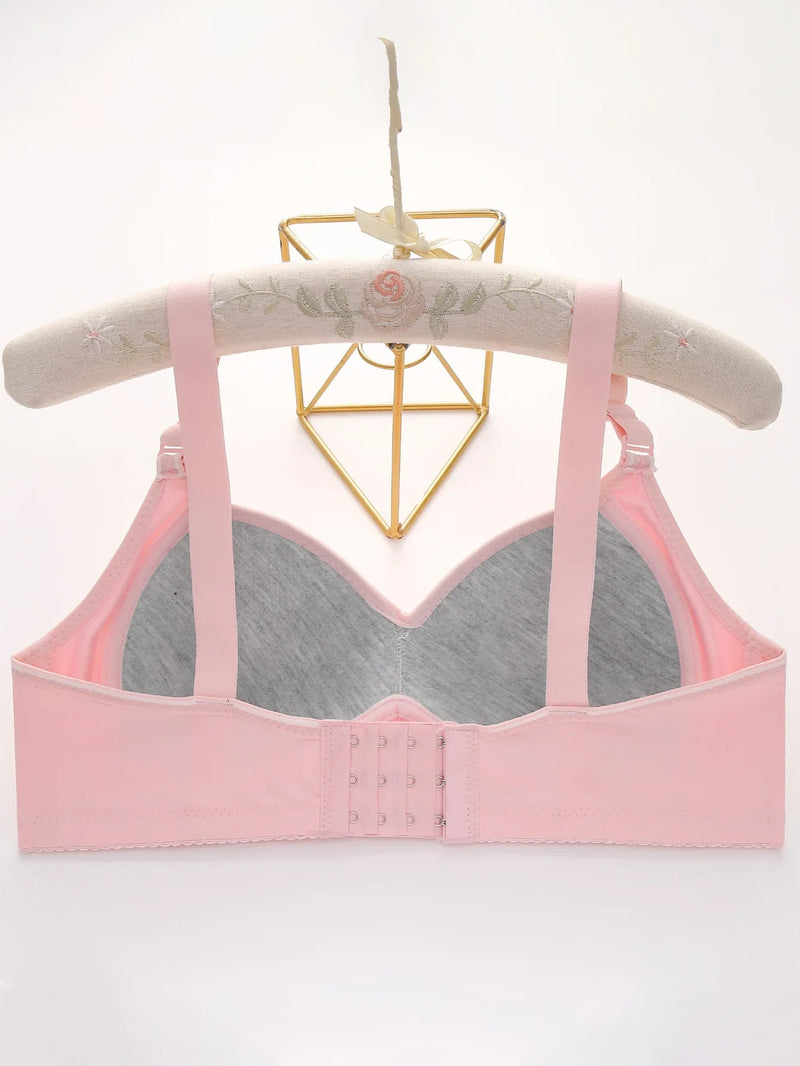 6 Pieces Color Women' Sexy Lace No Wire Bras Plus Size Adjustable Shoulders Strap T-Shirt Bra For Cup A B C D