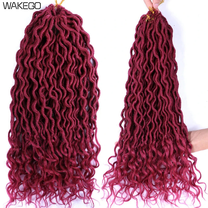 Goddess Faux Locs Crochet Hair | 18" Soft Curly Braids | Ombre Dreadlocks Extensions | 24 Strands/Pack