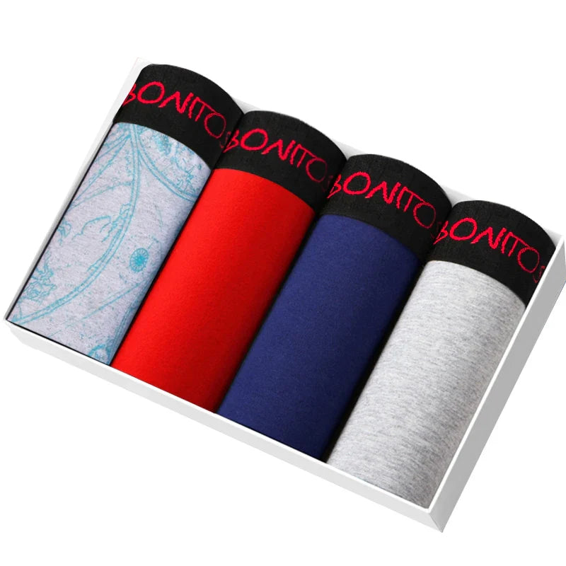 4Pcs Men's Cotton Underpants Sexy Boxers