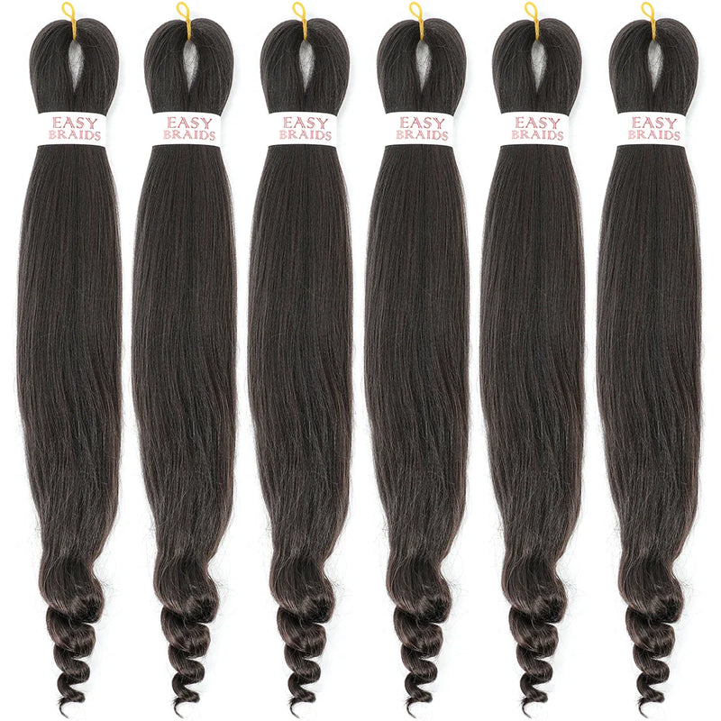 Pre-Stretched French Curly Braiding Hair - Natural Black Crochet Braids (Hot Water Setting)