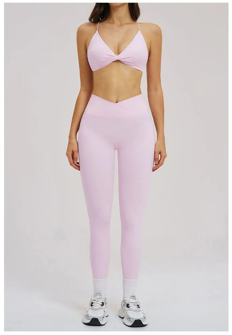 2PCS Yoga Suit Sports Set Women Fitness Quick-Drying Gym Tracksuit Running Nude Feeling Workout Outfit Sport Bra Leggings Suit