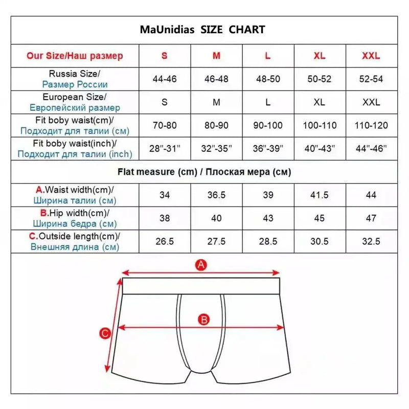 4pcs Men Underwear Cotton Boxer Shorts