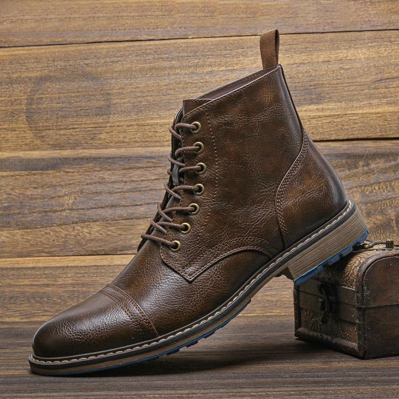 Brogue Chelsea Men's Boots | American Style Comfortable Fashion Leather Boots (Low Heel)