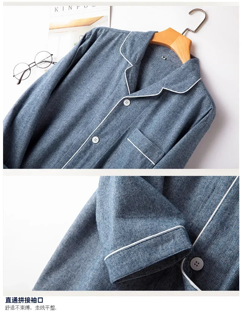 Autumn and Winter Multi Colors Cotton Brushed Solid and Plaid Design Warm Thick Trousers Pajamas Set Couples Home Clothes