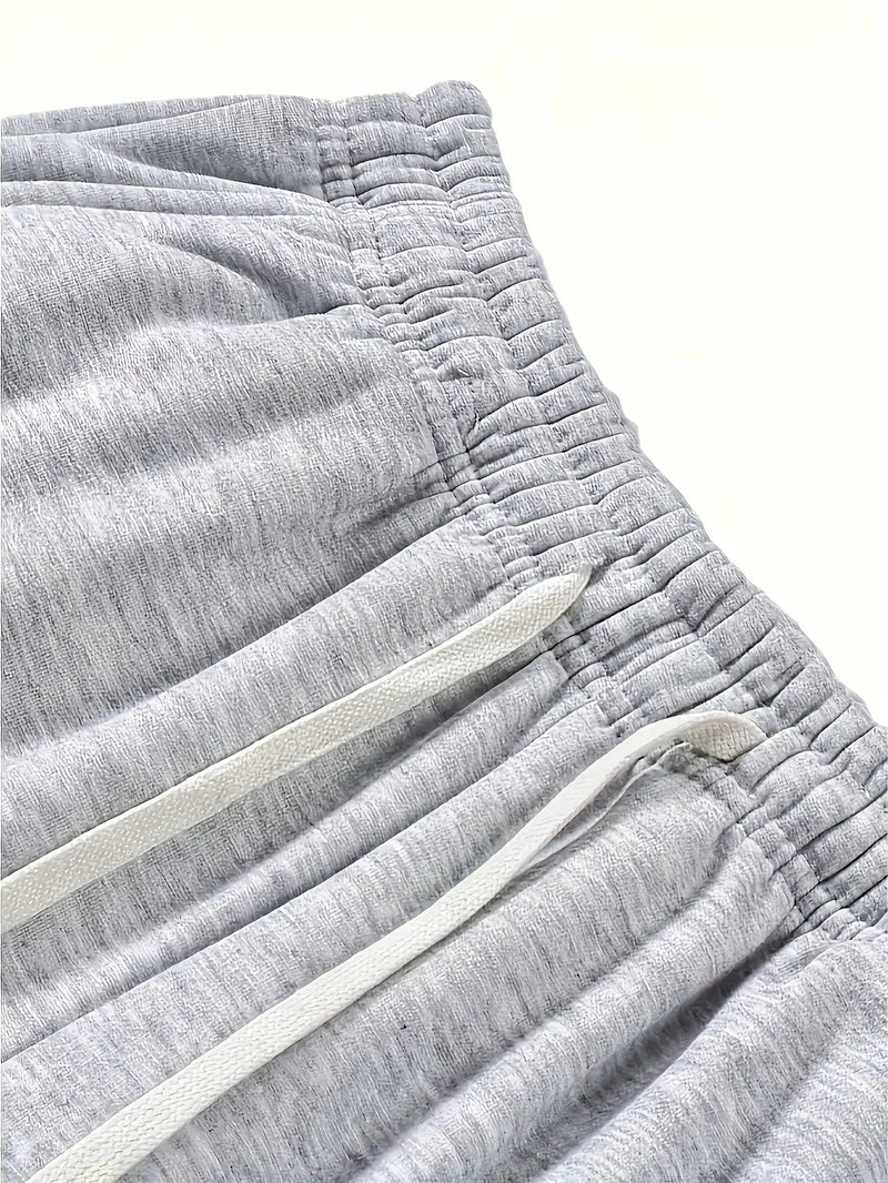 Men's heavy breathable sports jogging pants elastic drawstring waist loose straight casual trousers thick men's sweater pants