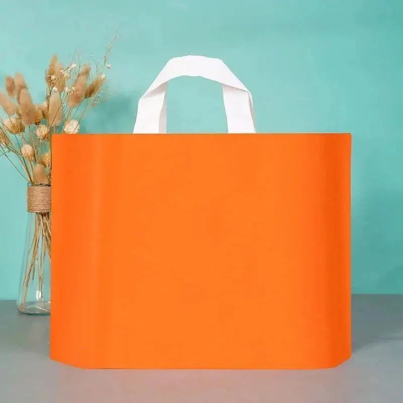 100pcs Custom Logo Colorful Shopping Bags With Handle Plastic Gift Bag Print One Color Logo On One-sided Free Design Print