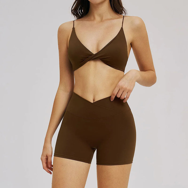 Women 2 Piece Gym Workout Set Female Bra Yoga Shorts Vest Fitness Wear Quick-Dry  Sports Bra Suits Sportswear Tracksuit Outfits