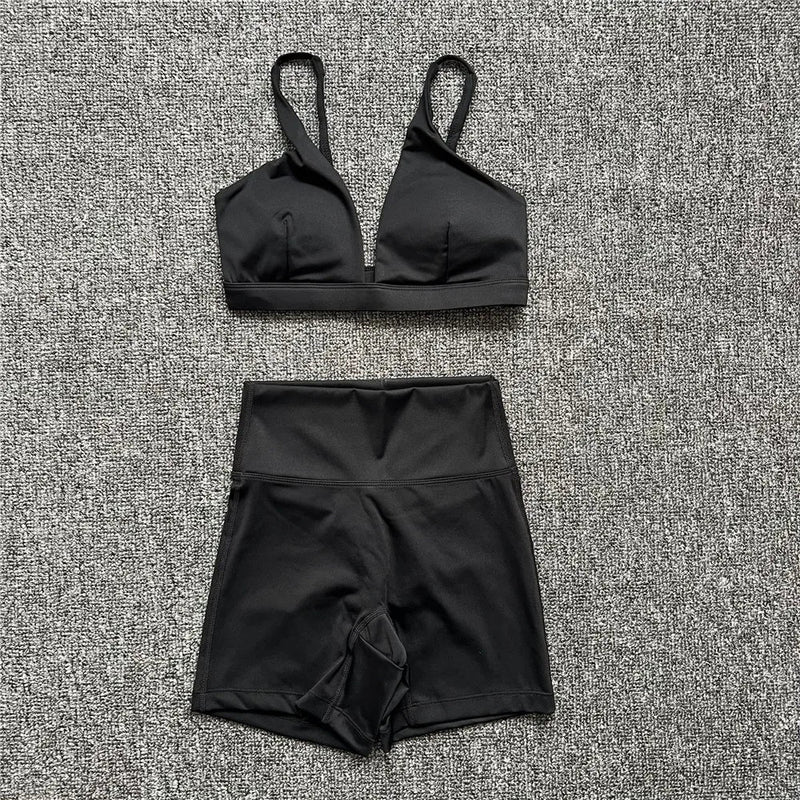 1/2PCS Women's Contour Crop Sport Bra Yoga Sets High Waist Scrunch Fitness Push-Up Gym Workout Shorts Running Active Suits XP187