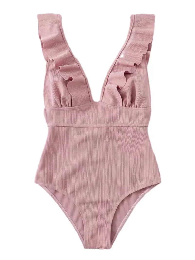 2023 Sexy Solid One Piece Swimsuit Women Push Up Lace Up Bandage Bodysuit Brazilian Deep V Neck Backless Bathing Suit Swimwear