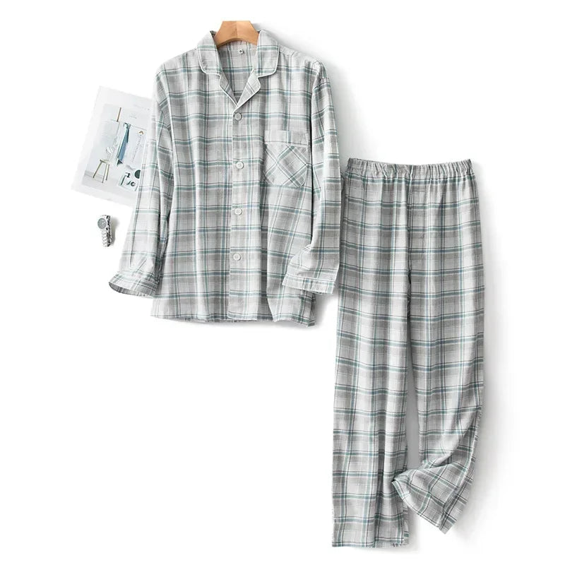 Autumn and Winter Multi Colors Cotton Brushed Solid and Plaid Design Warm Thick Trousers Pajamas Set Couples Home Clothes