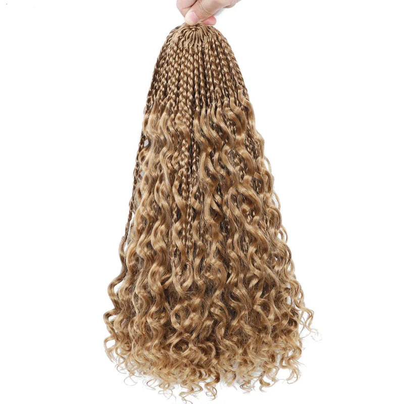 Ombre Goddess Box Braids Crochet Hair with Curly Ends | 14 Inch | 1-6 Packs