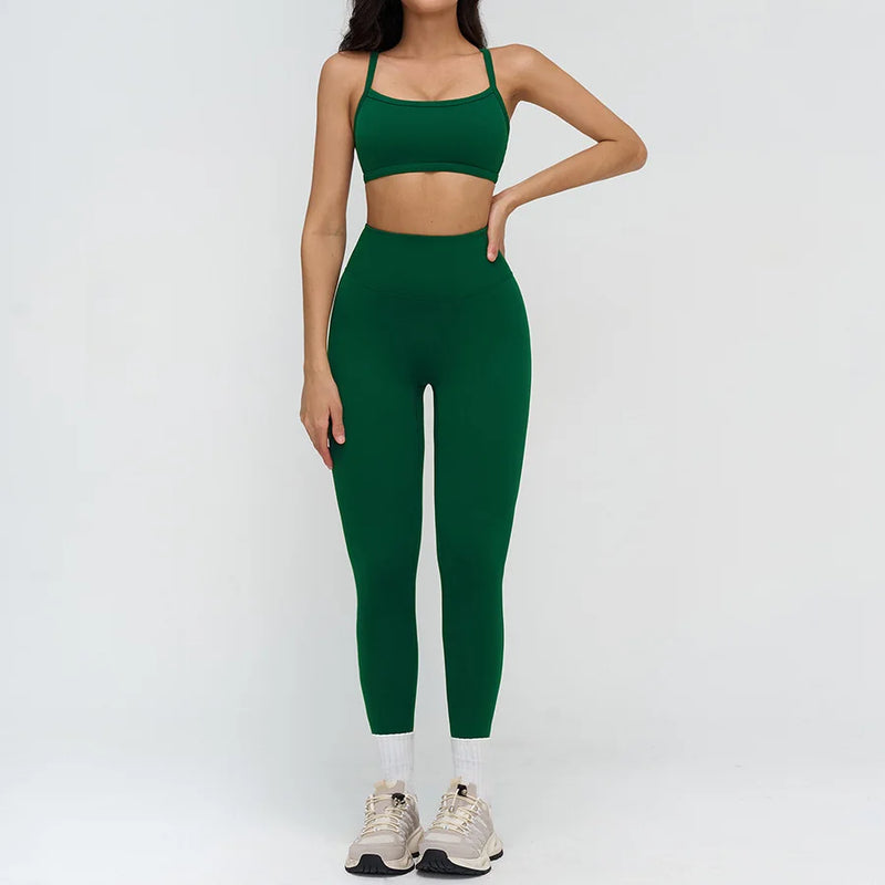 Yoga Clothes Set 2PCS Gym Crop Top Women Outfits Sports Bra High Waist Legging Fitness Suit Running Workout Tracksuit Sportswear