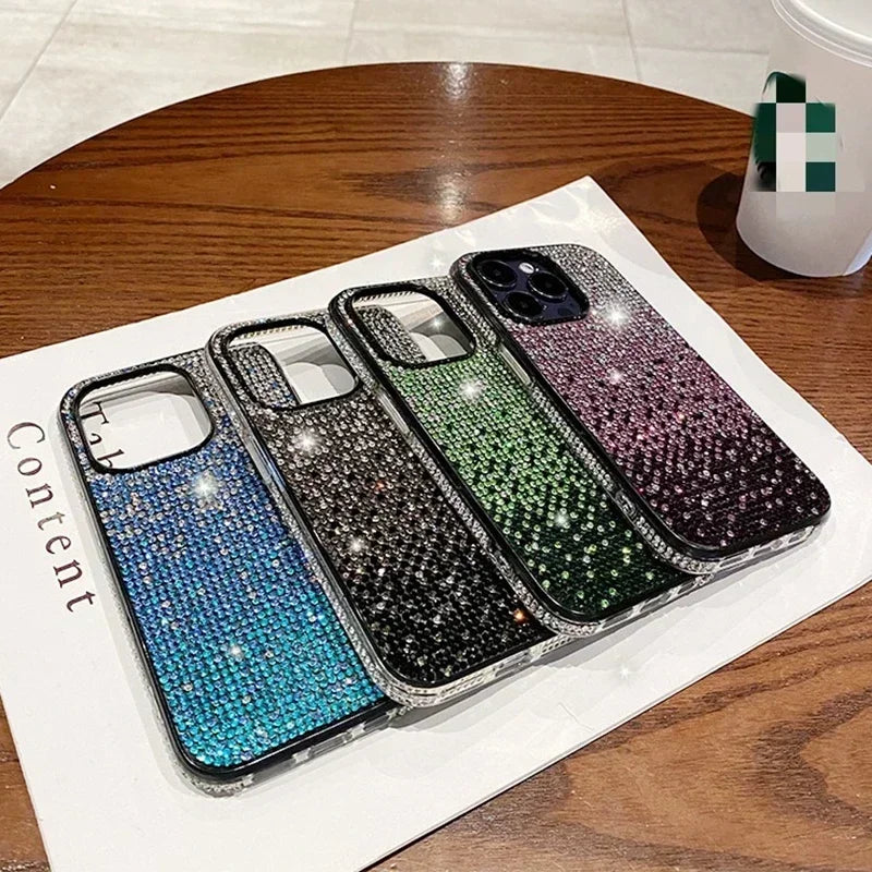 17 16 15Pro Max Luxury Case Full Shinny Diamond Bumper Frame Cover for iPhone 17 16 11 12 13 14 15 Pro Max Xr 17 Air Cases