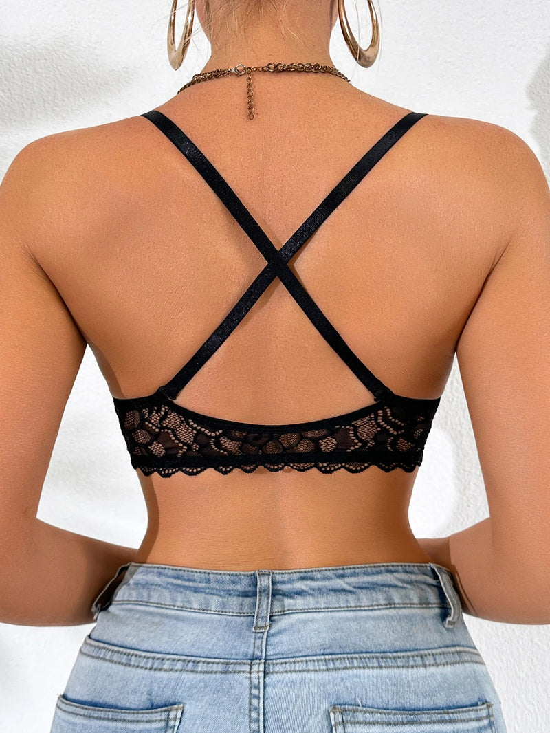 Women's sexy bras Front Buckle Push up bra Removable Back-beautifying lace butterfly pattern Fashionable & Comfortable bra