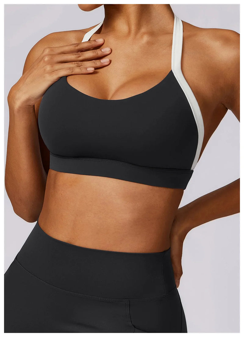 Women's Neck Hanging Back Beauty Yoga Bra Quick Drying Sports Underwear Gym Push Up Workout High-intensity Running Fitness Vest