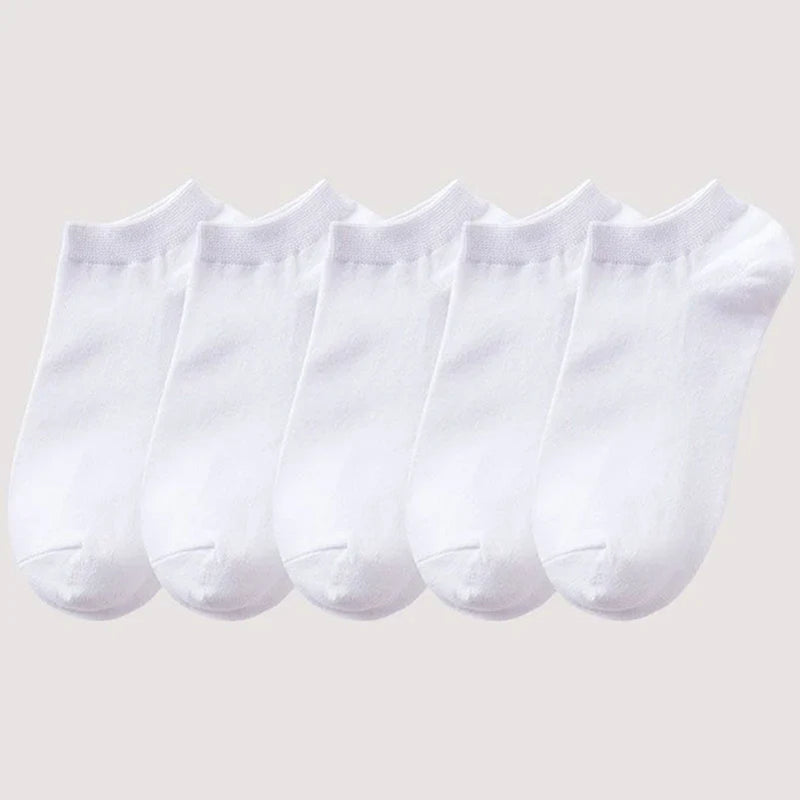 10/5pcs Pairs Low Cut Ankle Breathable Men/Women Socks Solid Color Black White Grey