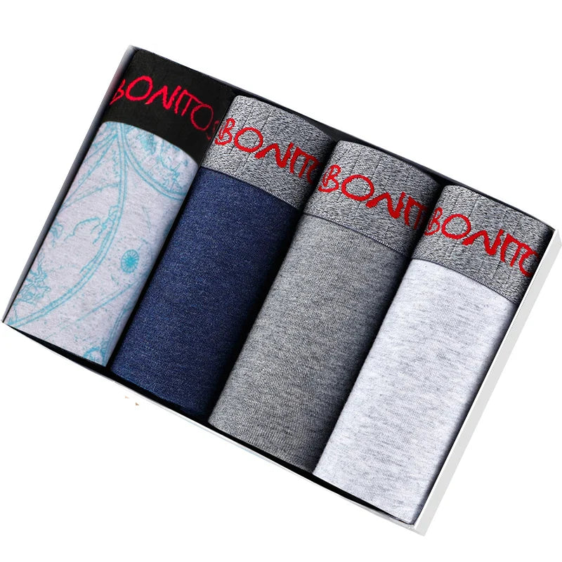 4Pcs Men's Cotton Underpants Sexy Boxers