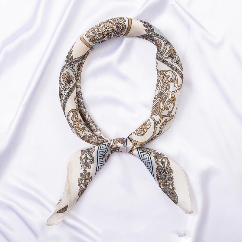 Ornate Baroque Medallion Print Square Bandana Scarf