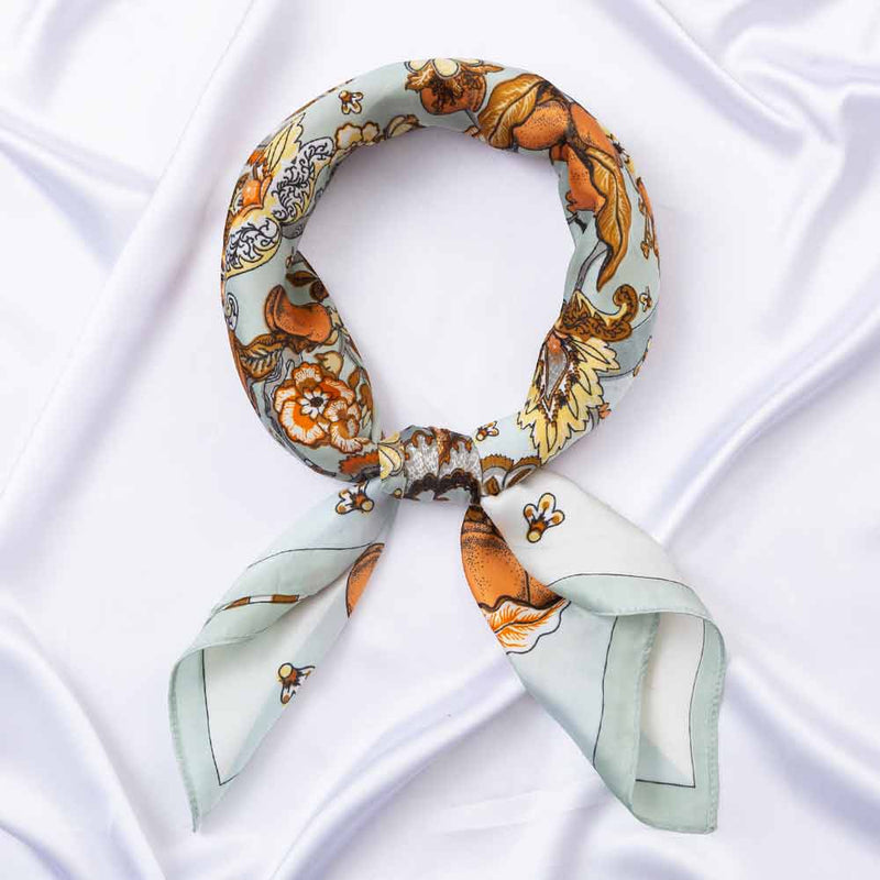 Botanical Tree and Fruit Print Square Bandana Scarf