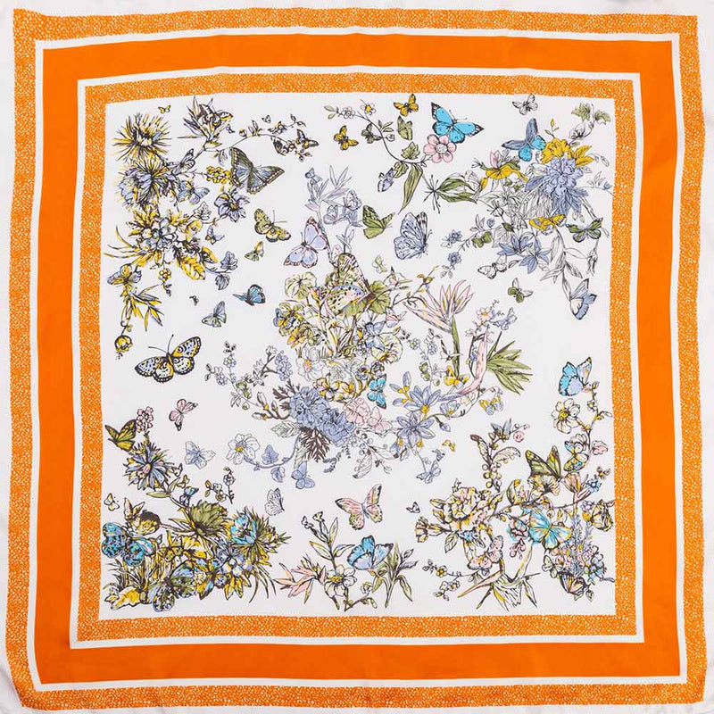 Butterfly Floral Sketch Print Square Bandana Scarf