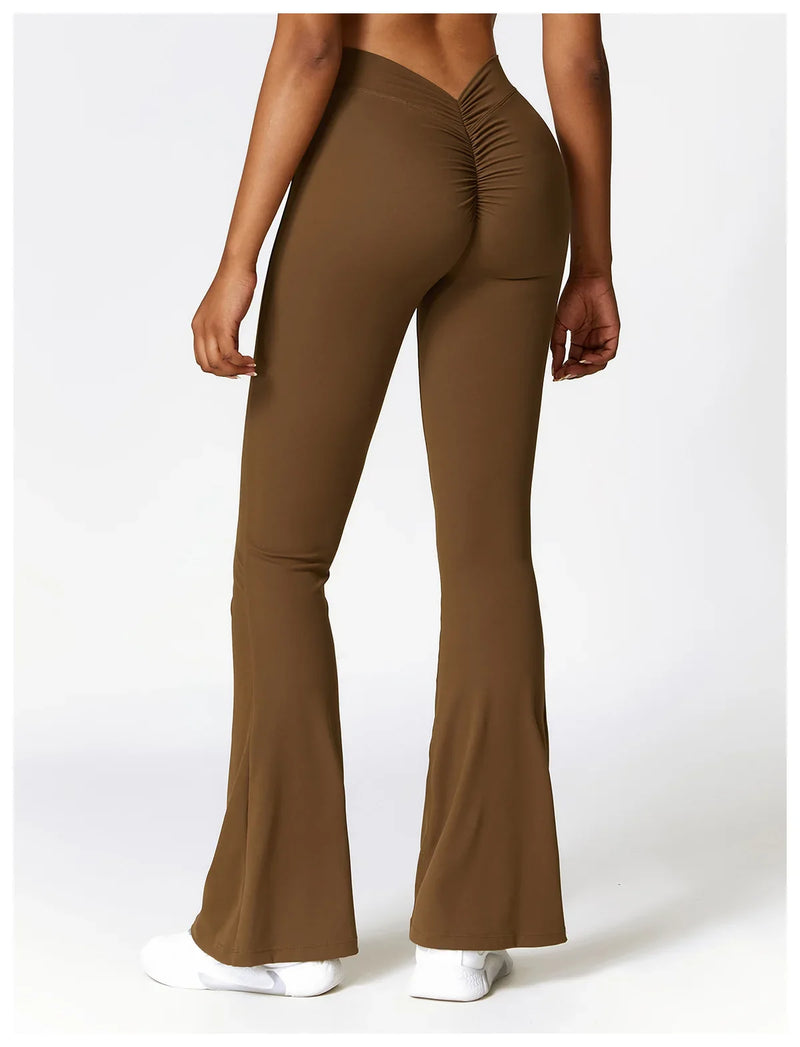 Sexy Sports Leggings Women V Back Scrunch Flares Leggings High Waist Yoga Flares Pants Push Up Gym Leggings Women Yoga Clothes