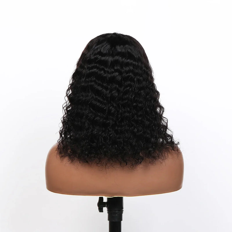 80% Density Deep Wave Bob Wig | 13x4 Lace Front | Pre-Plucked | Brazilian Remy Hair