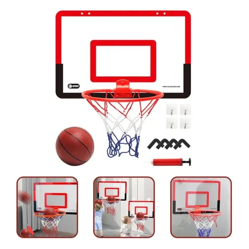 Indoor Basketball Fun Wall-Mounted Hoop and Ball Set